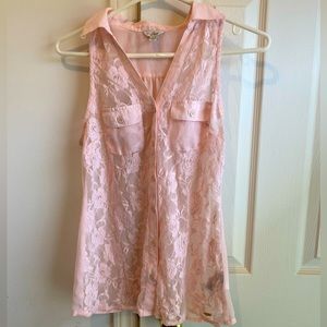 Guess sheer tank top light pink